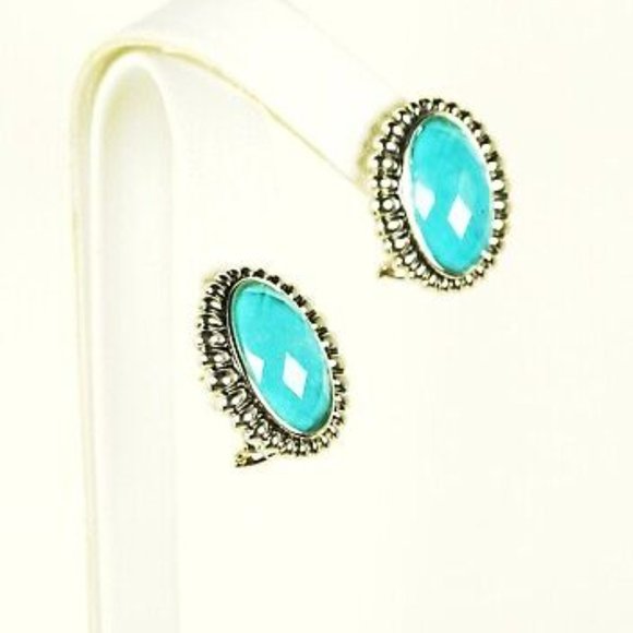 LAGOS Venus Sterling Silver 18K Gold Post Fluted Turquoise Earrings - Picture 8 of 10